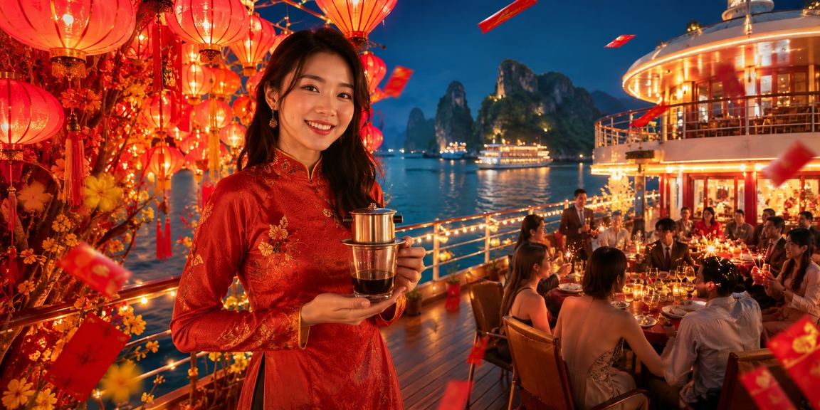 Khung cảnh Vịnh Hạ Long buổi sáng, người dùng kiểm tra kết quả xổ số và khuyến mãi trực tuyến
