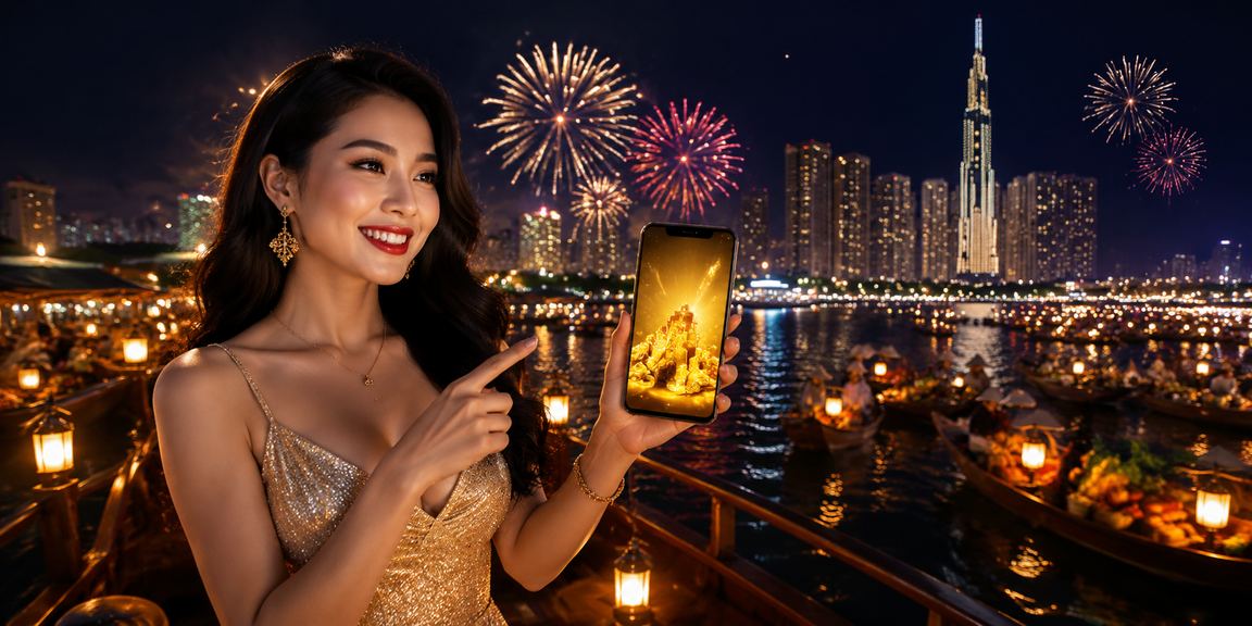 Người chơi đăng nhập tài khoản fco4 trên điện thoại tại lễ hội thành phố Hồ Chí Minh